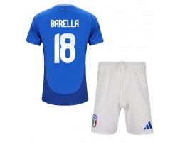Italien Nicolo Barella #18 Hjemmebanesæt Børn EM 2024 Kort ærmer (+ korte bukser)
